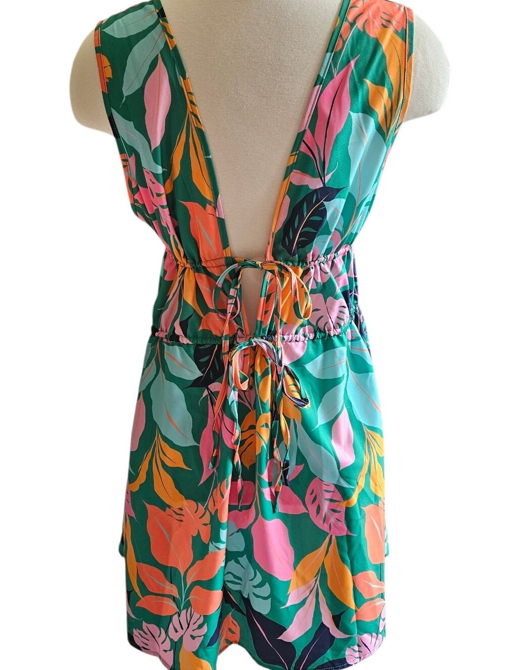 Cupshe Green Vibrant Tropics Swim Cover Up Dress, Medium - Picture 3 of 10